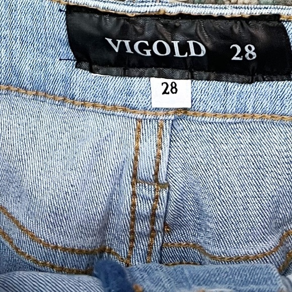 NWT Vigoss Chevron Patchwork Denim Shorts - Picture 3 of 6